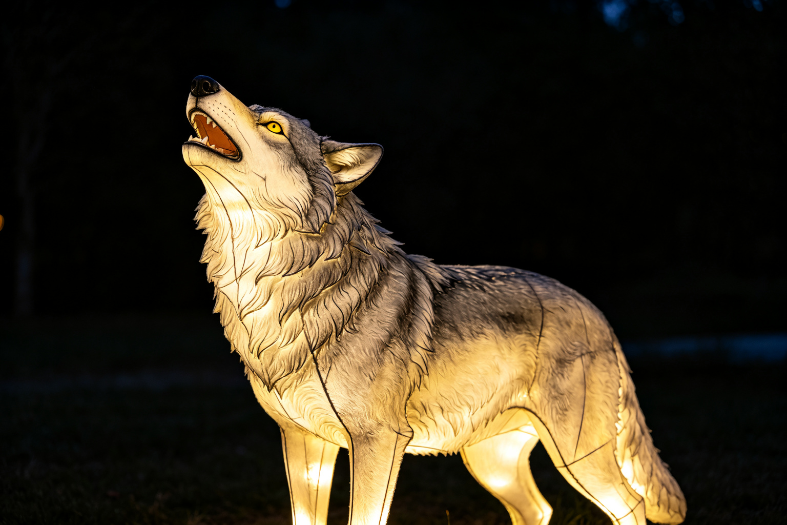 Gray Wolf Lantern Display (ZD-009) - Animal Lanterns by Zedong, dimensions 400x120x280cm