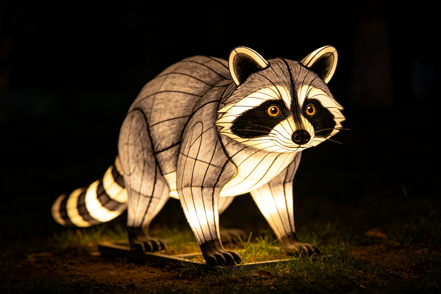 Raccoon Lantern Display (ZD-018) - Animal Lanterns by Zedong, dimensions 200x100x180cm