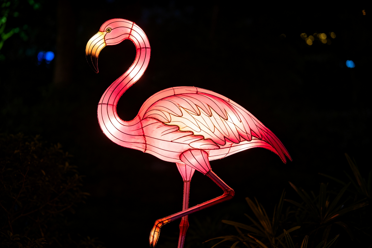 Flamingo Lantern Display (ZD-023) - Animal Lanterns by Zedong, dimensions 300x100x450cm