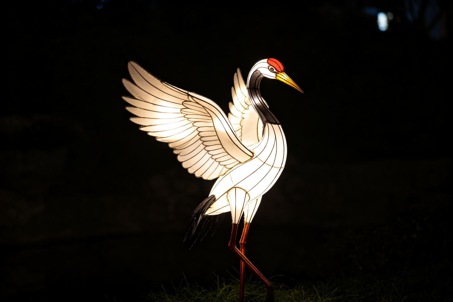 Crane Lantern Display (ZD-029) - Animal Lanterns by Zedong, dimensions 350x100x400cm