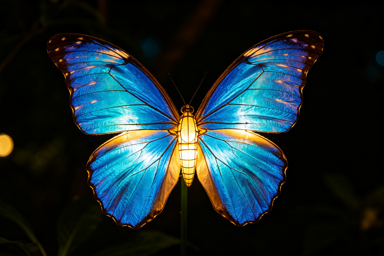 Blue Morpho Butterfly Lantern Display (ZD-034) - Animal Lanterns by Zedong, dimensions 250x50x180cm