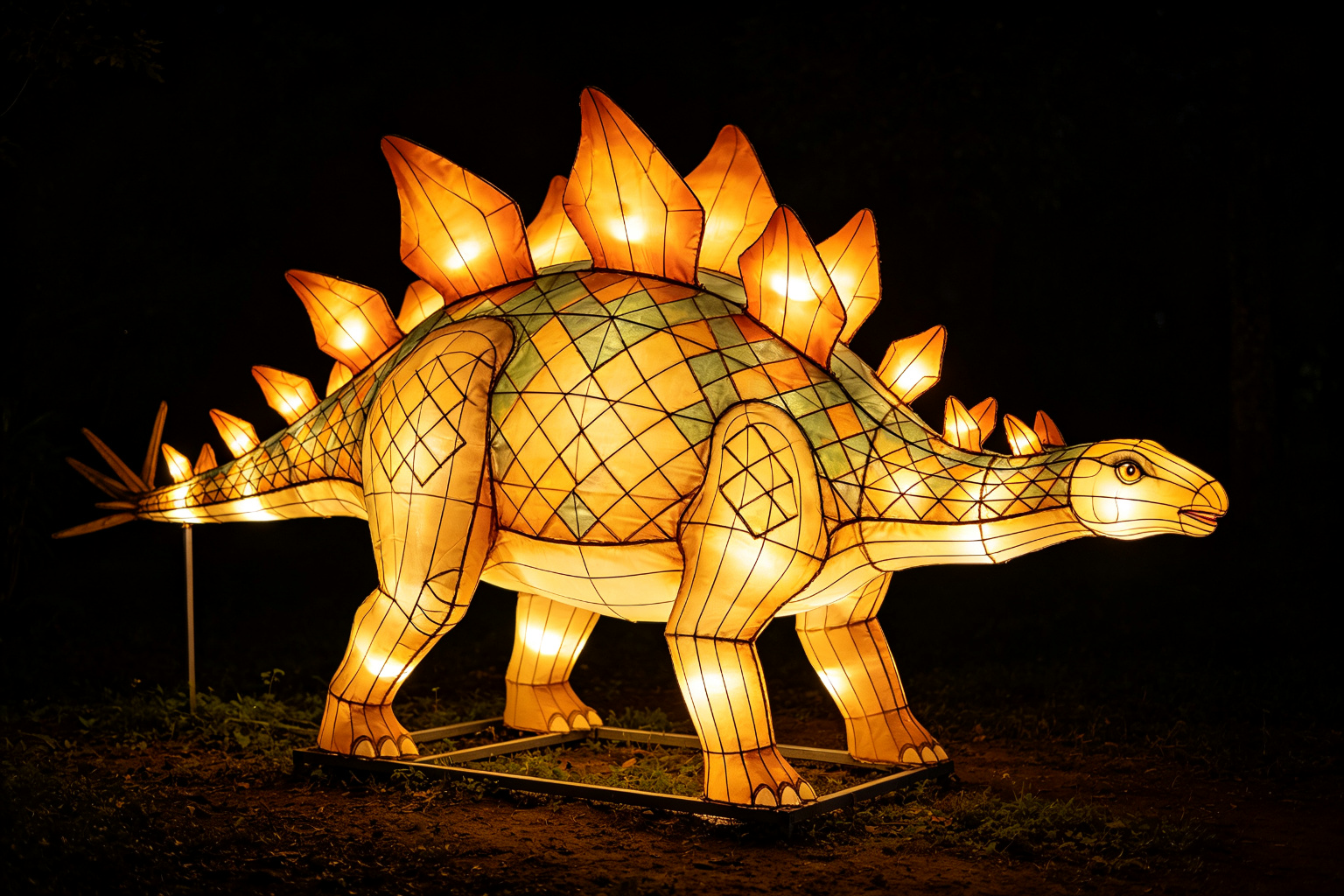 Stegosaurus Lantern Display (ZD-051) - Animal Lanterns by Zedong, dimensions 600x120x300cm