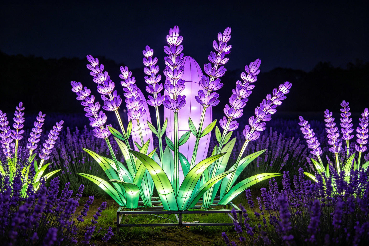 Lavender Field Lantern Display (ZD-067) - Plant & Flower Lanterns by Zedong, dimensions 150x100x200cm