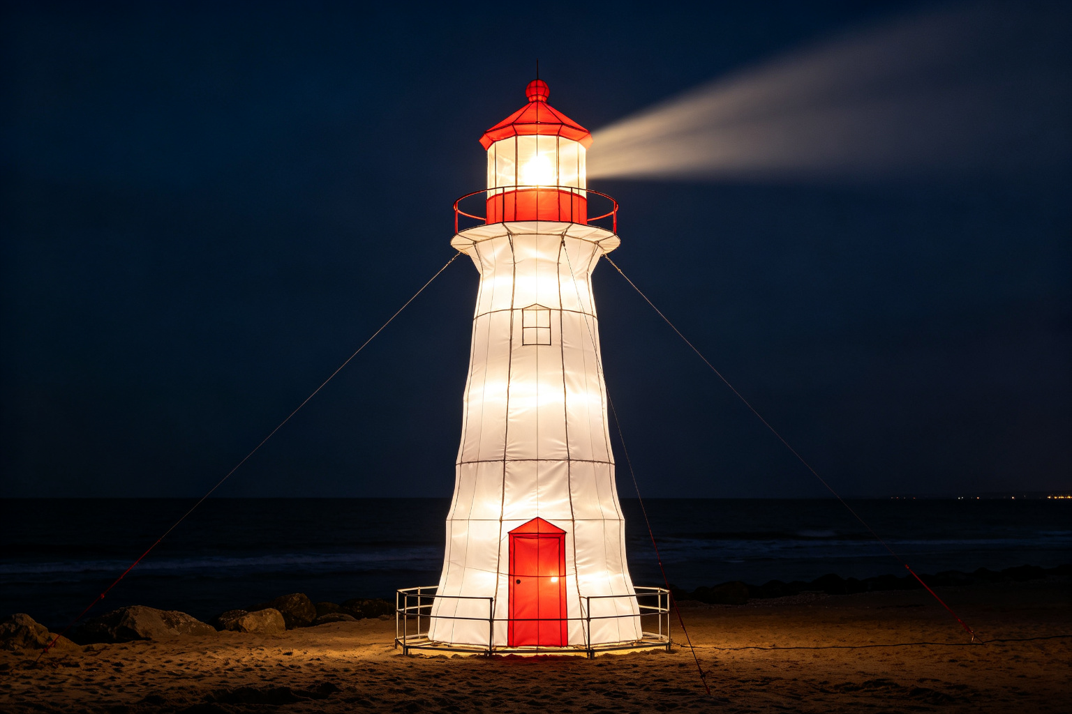 Lighthouse Lantern Display (ZD-117) - World Landmark Lanterns by Zedong, dimensions 150x150x450cm