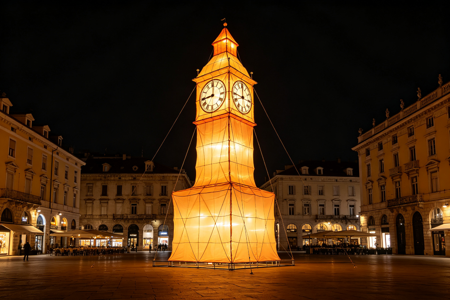 Clock Tower Square Lantern Display (ZD-118) - World Landmark Lanterns by Zedong, dimensions 500x300x350cm