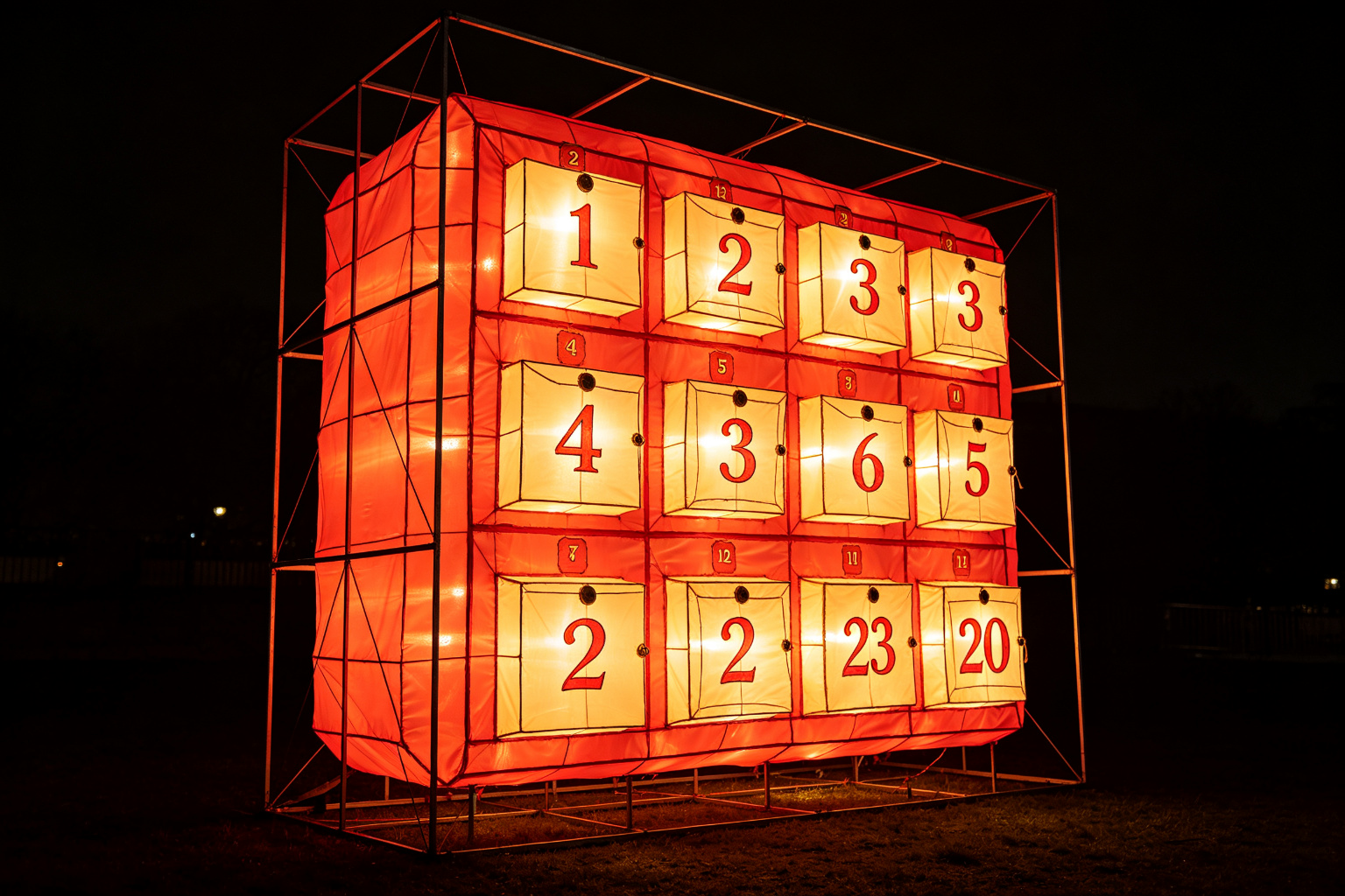 Advent Calendar Lantern Display (ZD-147) - Festival & Holiday Lanterns by Zedong, dimensions 300x50x350cm