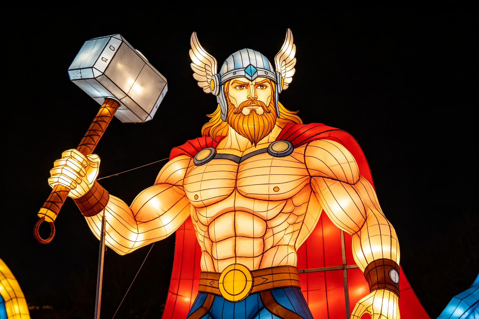 Norse Thor Lantern Display (ZD-154) - Mythology & Character Lanterns by Zedong, dimensions 280x150x350cm