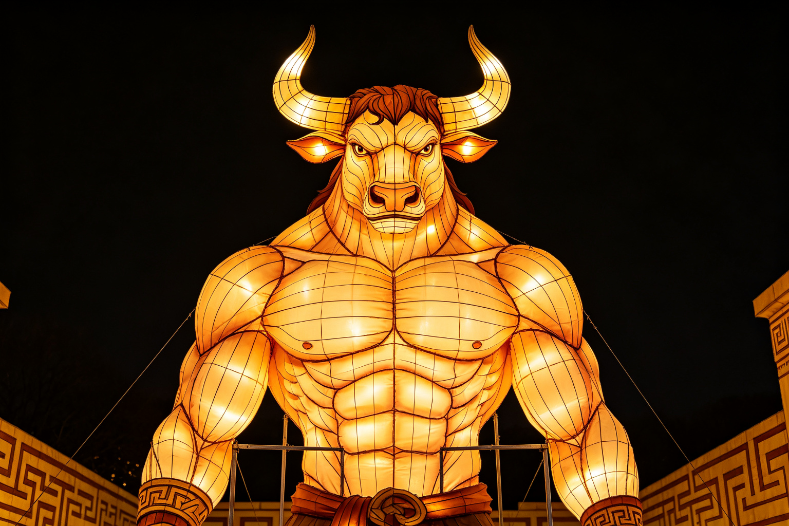 Minotaur Lantern Display (ZD-159) - Mythology & Character Lanterns by Zedong, dimensions 300x150x350cm