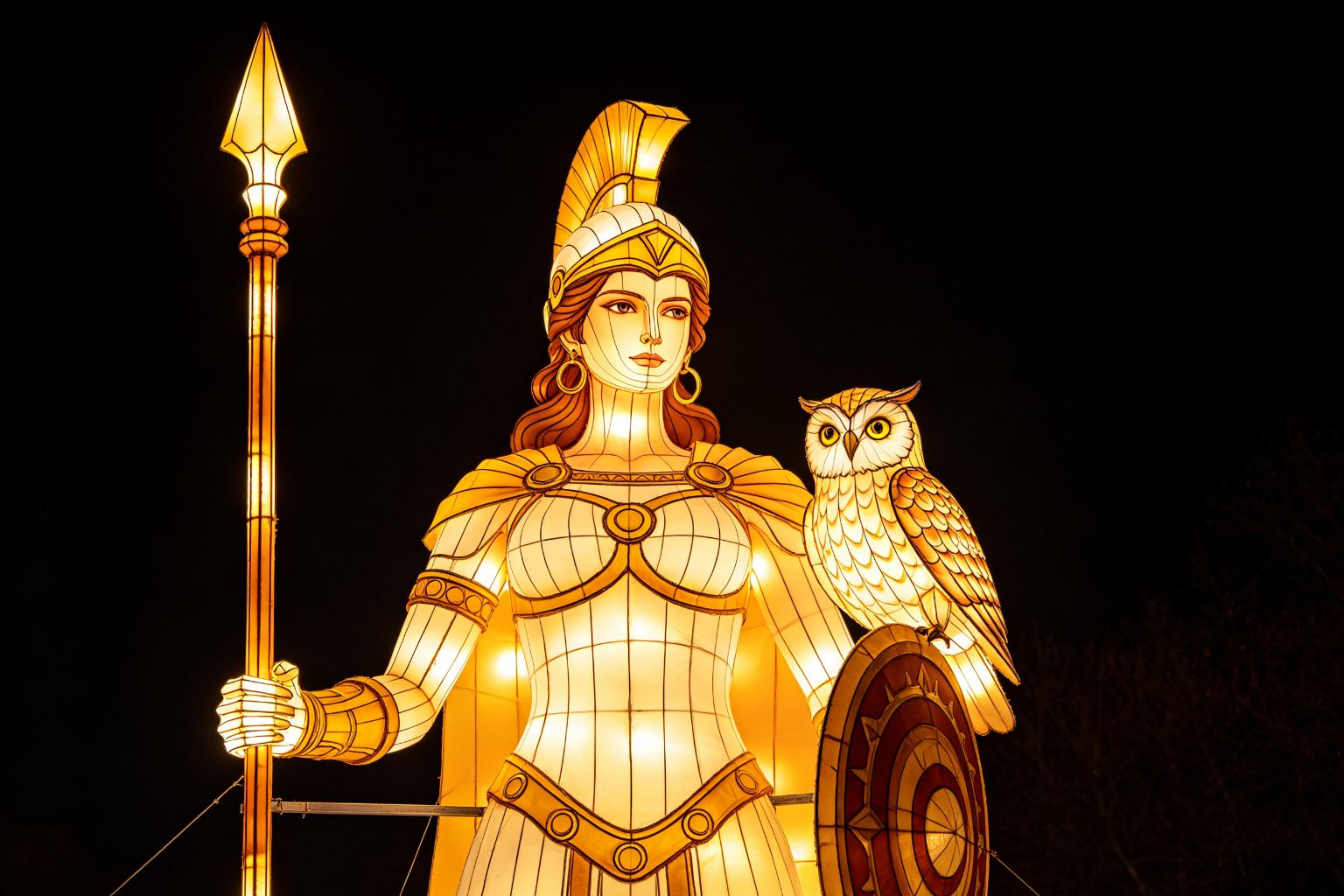 Greek Athena Lantern Display (ZD-164) - Mythology & Character Lanterns by Zedong, dimensions 280x150x380cm