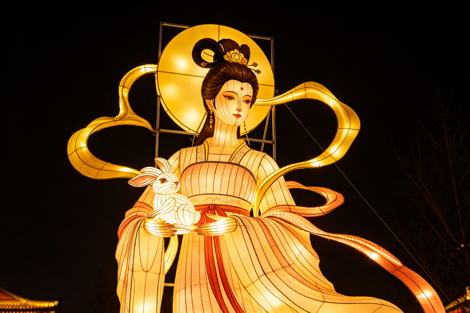 Chinese Goddess Chang'e Lantern Display (ZD-170) - Mythology & Character Lanterns by Zedong, dimensions 250x150x350cm