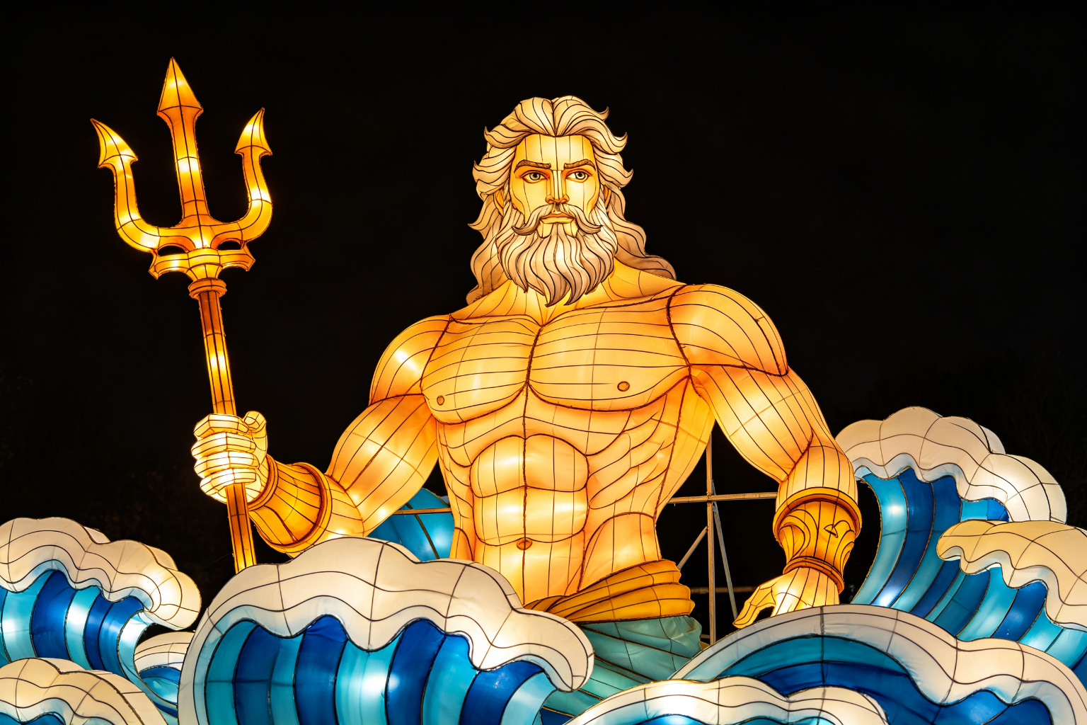 Greek Poseidon Lantern Display (ZD-171) - Mythology & Character Lanterns by Zedong, dimensions 300x180x350cm