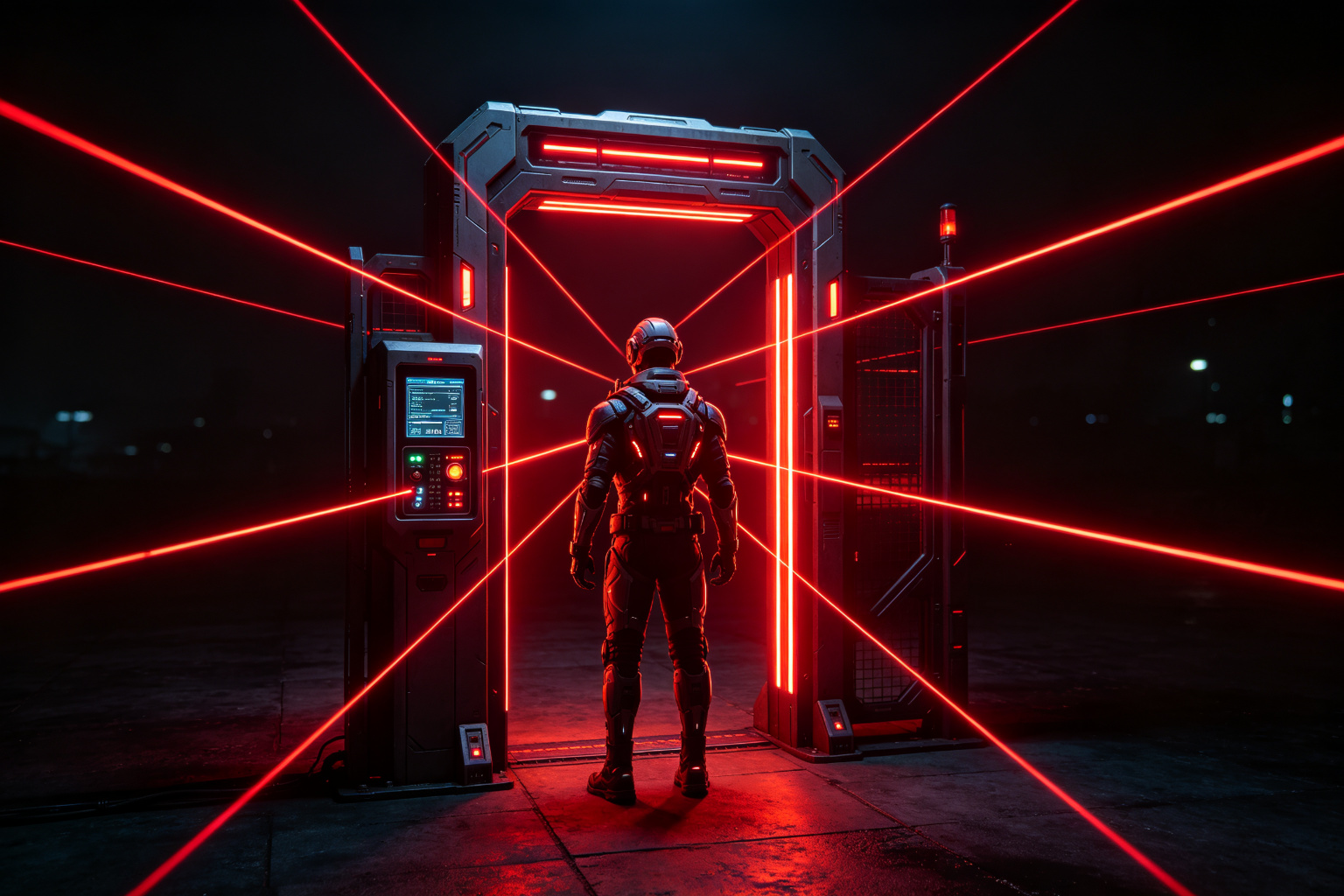 Laser Gate Lantern Display (ZD-209) - Sci-Fi Lanterns by Zedong, dimensions 300x50x300cm