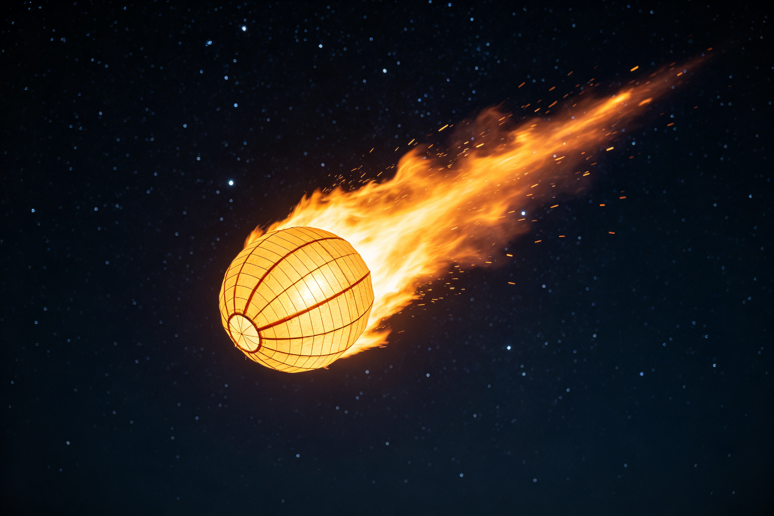 Comet Lantern Display (ZD-233) - Space Lanterns by Zedong, dimensions 400x100x150cm