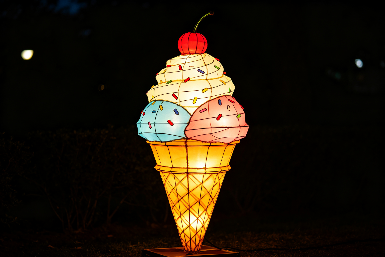 Ice Cream Cone Lantern Display (ZD-247) - Food & Fruit Lanterns by Zedong, dimensions 200x200x350cm